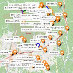 奈義町内の主な史跡・名勝・観光スポットMAP